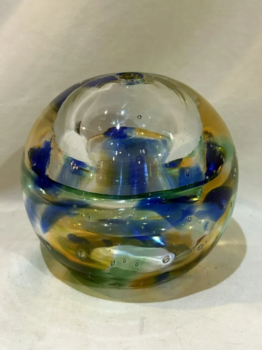 Hand Blown Art Glass Oil Lamp
